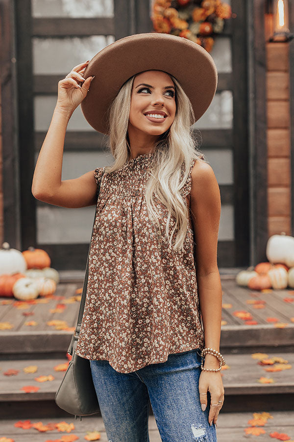 Warm Soul Floral Shift Top In Brown Image - 1