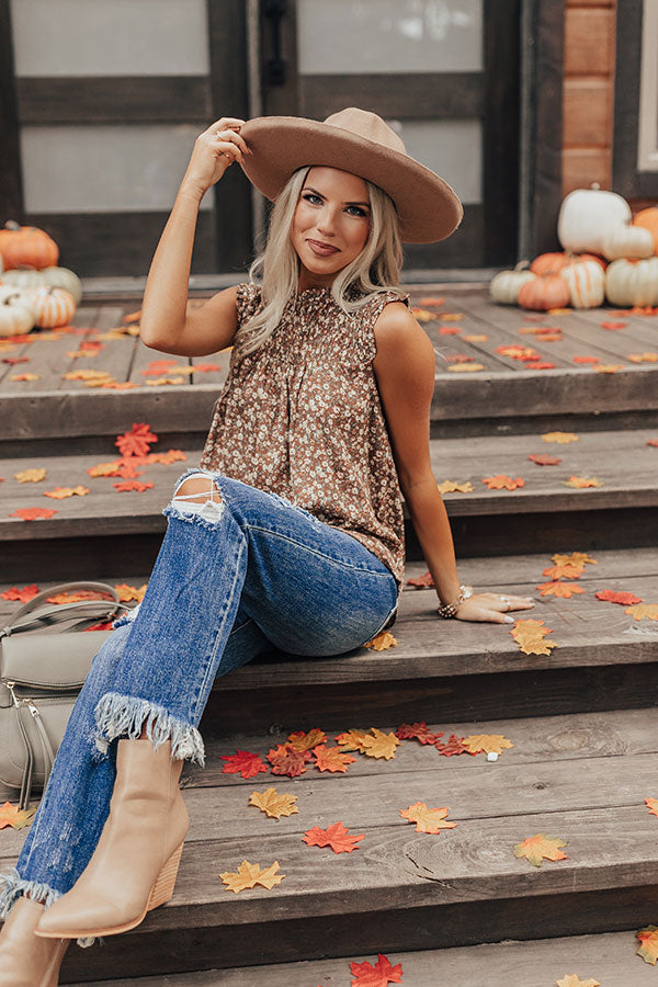 Warm Soul Floral Shift Top In Brown Image - 2
