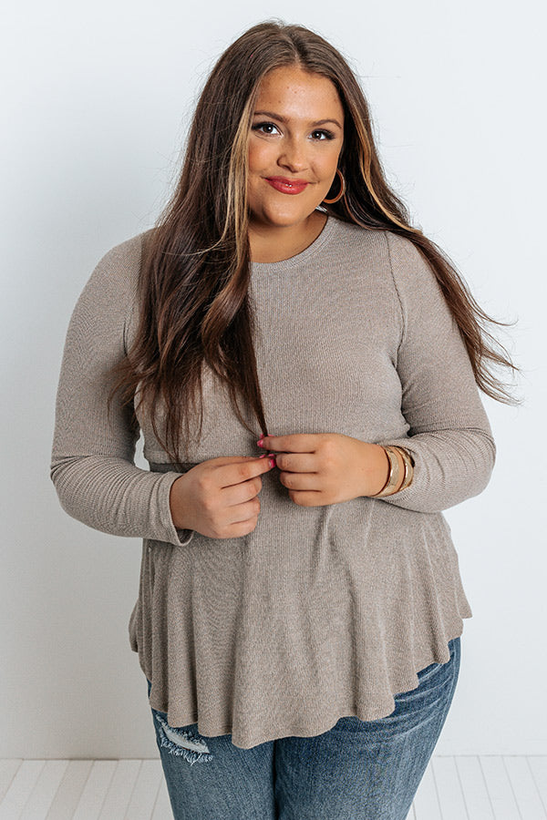 Ready To Roll Babydoll Top In Taupe Curves Image - 1