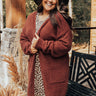 Pumpkin Spice Addict Cardigan In Rust Curves Image - 1