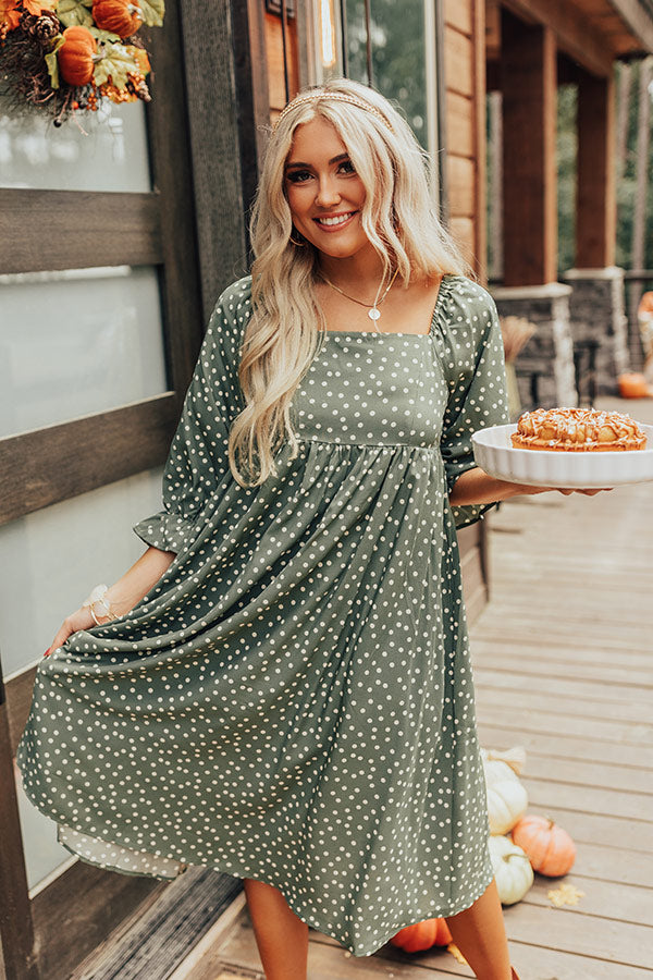 Dynasty Dreams Polka Dot Midi In Sage Image - 2