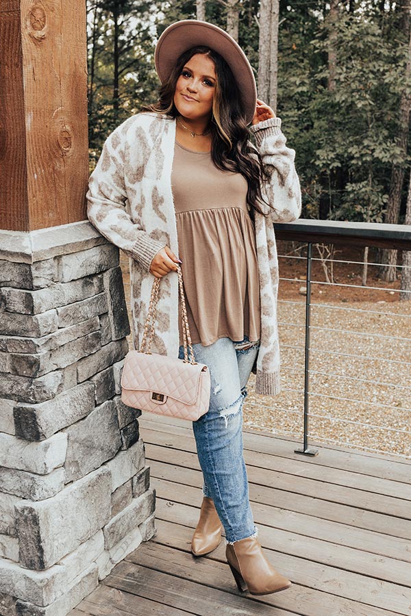 Northern Chill Leopard Cardigan In Ivory Curves Image - 1
