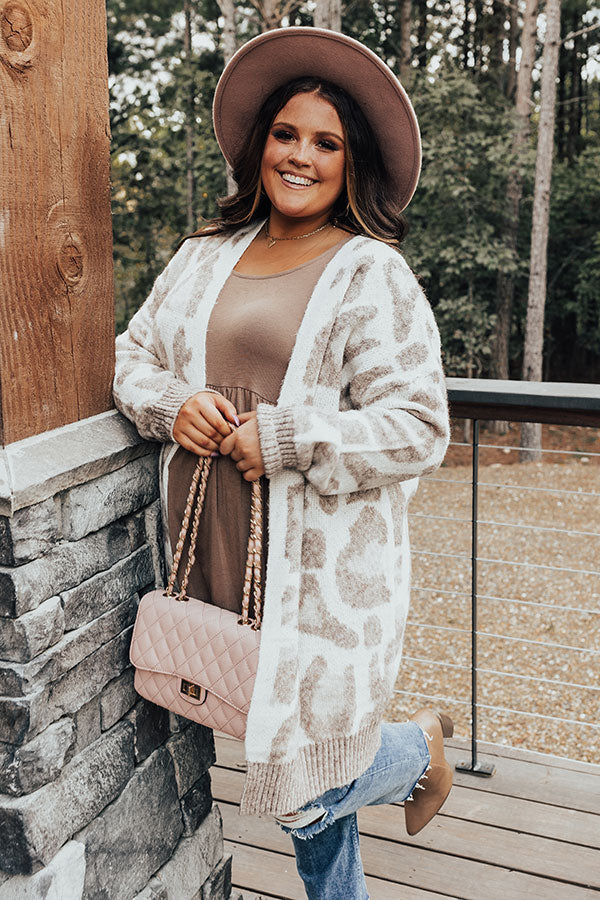 Northern Chill Leopard Cardigan In Ivory Curves Image - 2