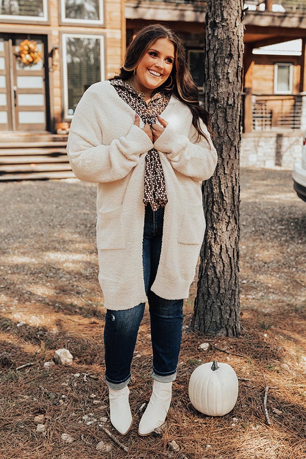 Pumpkin Spice Addict Cardigan In Cream Curves