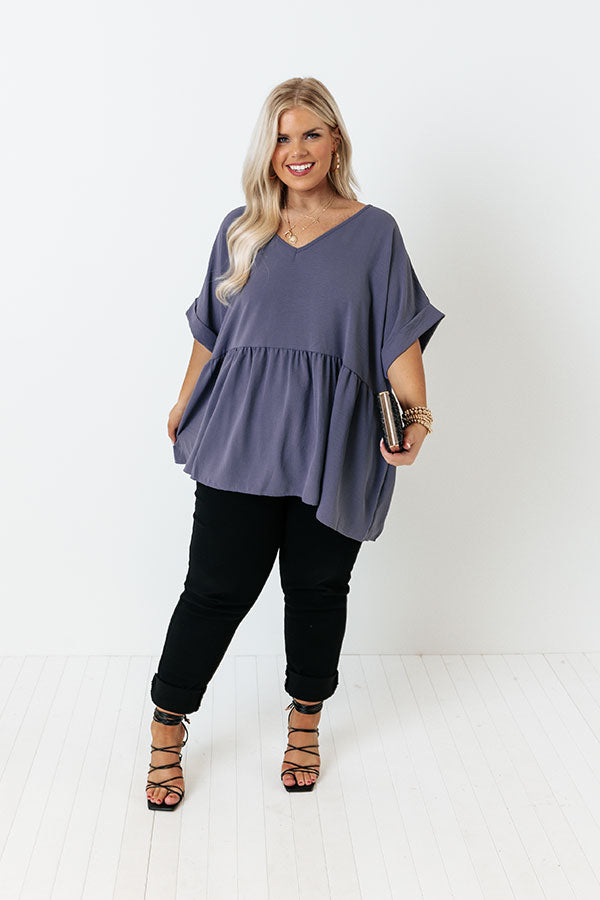 Backseat Sips Babydoll Top In Dark Periwinkle Curves Image - 1