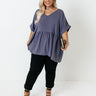 Backseat Sips Babydoll Top In Dark Periwinkle Curves Image - 1