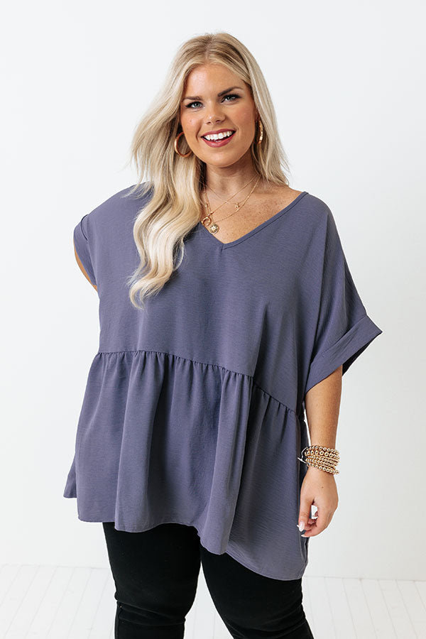 Backseat Sips Babydoll Top In Dark Periwinkle Curves Image - 2