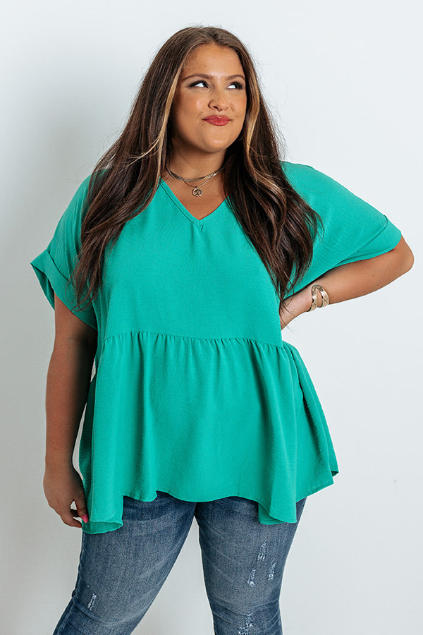 Backseat Sips Babydoll Top In Kelly Green Curves Image - 1