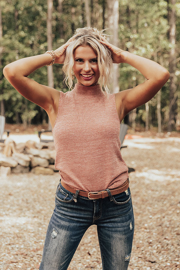 Happy Photos Knit Top In Rust