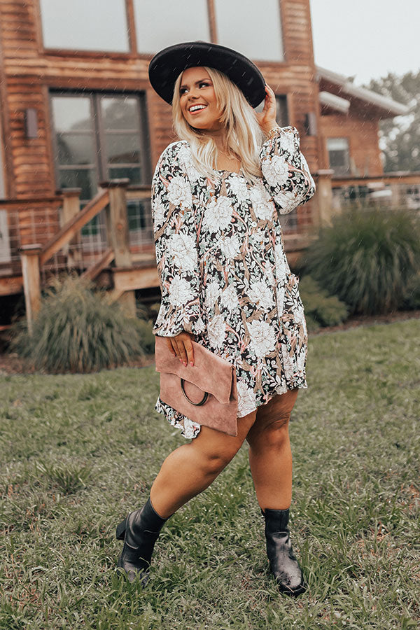 The Montana Floral Shift Dress in Black Curves Image - 1