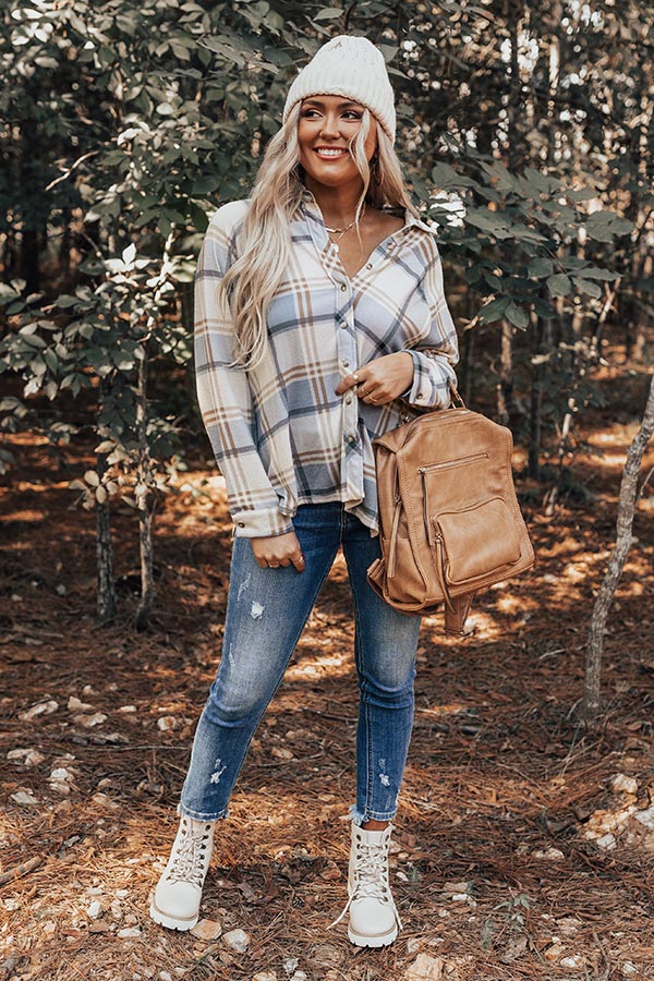 Cool Realization Plaid Button Up in Beige Image - 1