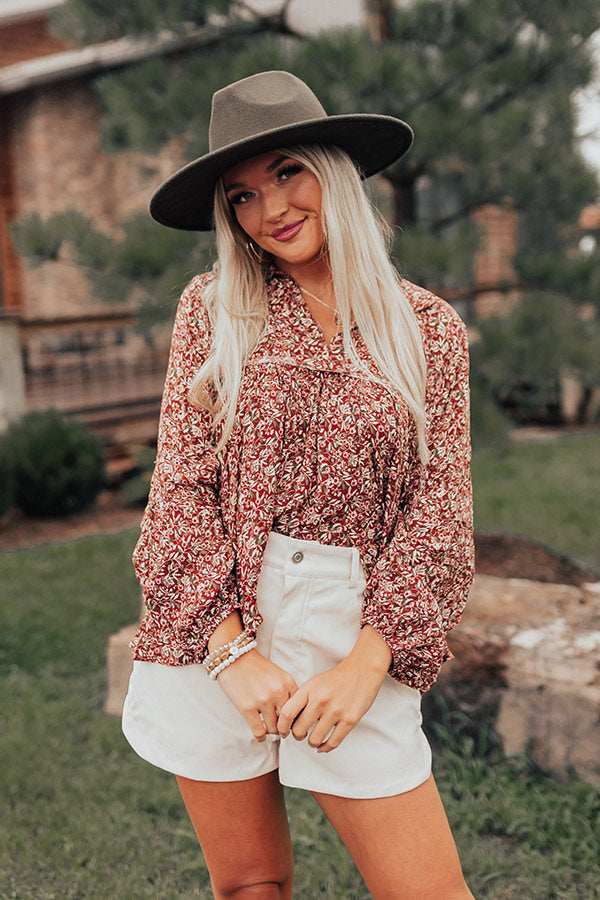 The Ivee Floral Babydoll Top in Rust Image - 2