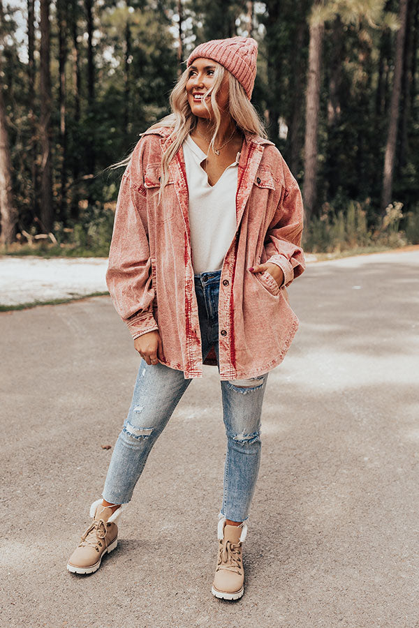 Powerful Pose Vintage Wash Corduroy Jacket in Aurora Red Image - 1