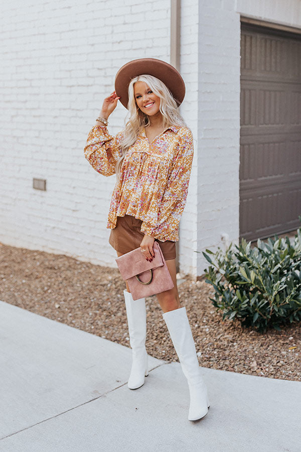 The Ivee Floral Babydoll Top in Mustard Image - 2