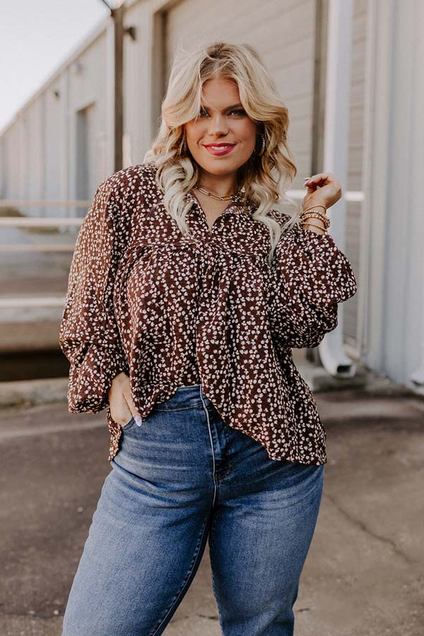 The Ivee Floral Babydoll Top in Chocolate Curves Image - 3