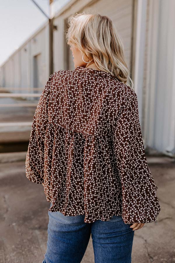 The Ivee Floral Babydoll Top in Chocolate Curves Image - 4