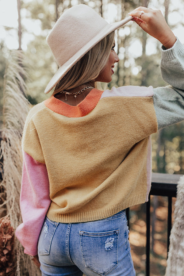 Cozy Code Color Block Cardigan in Mustard Image - 1