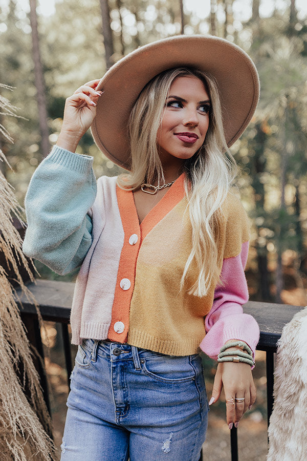 Cozy Code Color Block Cardigan in Mustard Image - 1