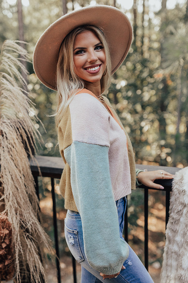 Cozy Code Color Block Cardigan in Mustard Image - 1