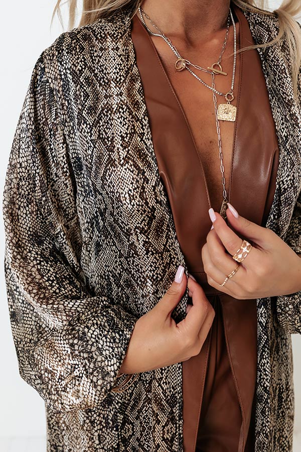 Looking At London Snake Print Duster Overly in Brown Image - 3
