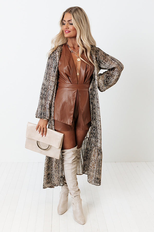 Looking At London Snake Print Duster Overly in Brown Image - 1