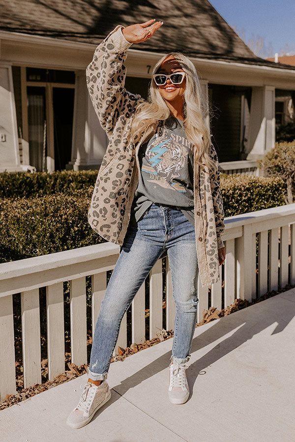 Good Outfit Day Corduroy Leopard Jacket in Beige