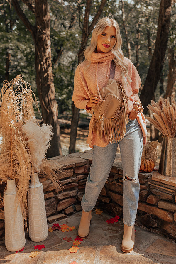 Counting Kisses Waffle Knit Sweater In Light Rust Image - 2
