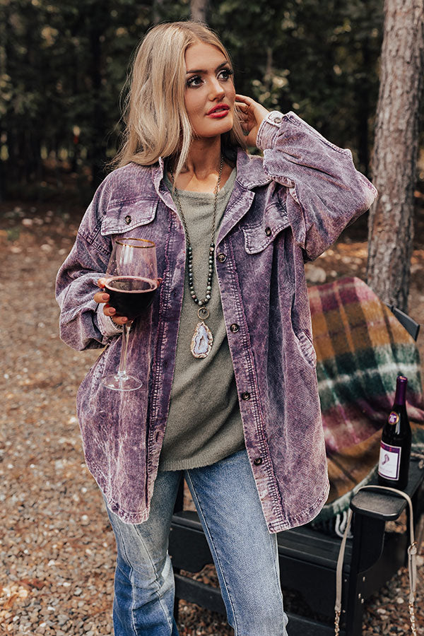 Powerful Pose Vintage Wash Corduroy Jacket In Lavender Image - 1