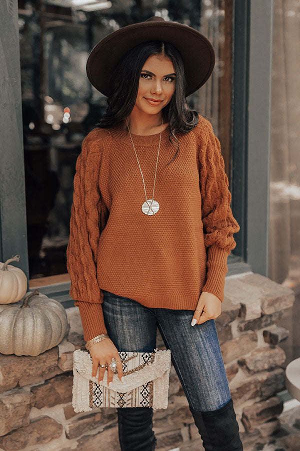 Rooftop Bash Knit Sweater In Dark Camel Image - 5