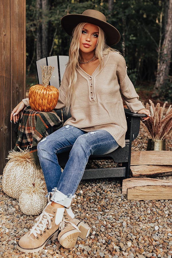 Autumn Affair Knit Sweater In Iced Latte