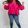 The Bayle Babydoll Shift Top in Hot Pink Curves Image - 1