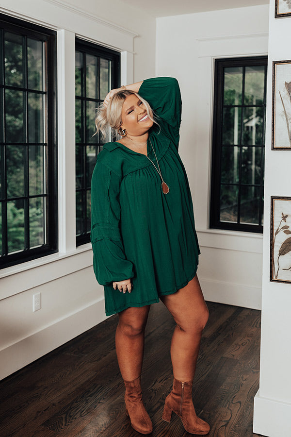 Style Code Babydoll Dress in Hunter Green Curves Image - 3