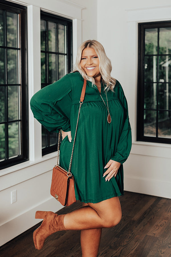 Style Code Babydoll Dress in Hunter Green Curves Image - 2