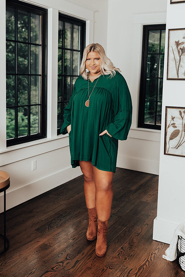 Style Code Babydoll Dress in Hunter Green Curves Image - 5