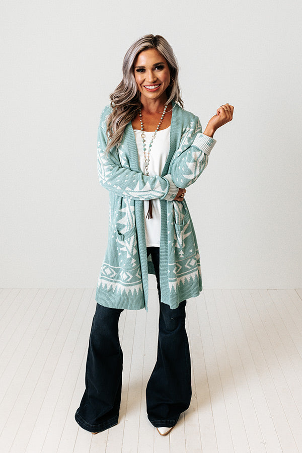 Soho Townhouse Knit Cardigan In Aqua
