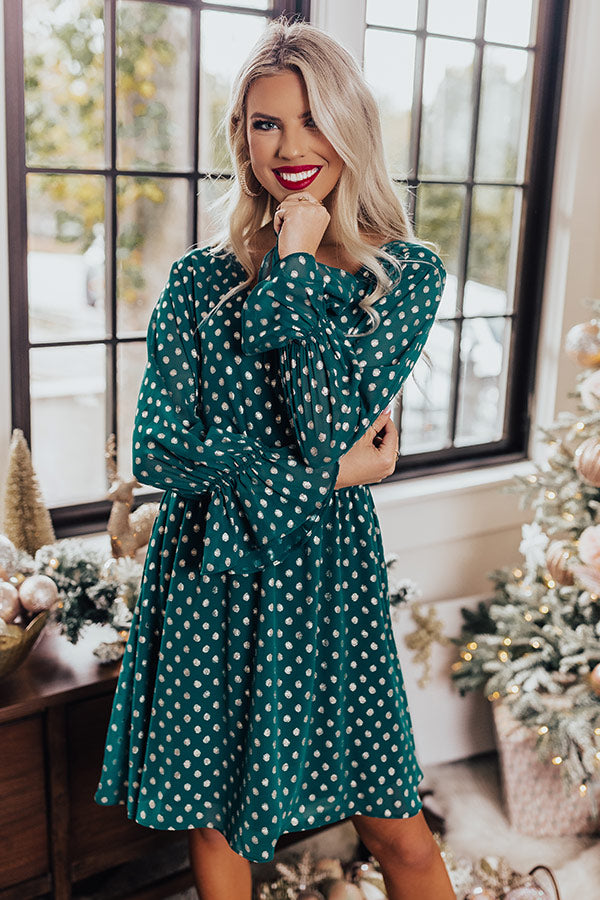 Love This Feeling Polka Dot Dress in Hunter Green Image - 4