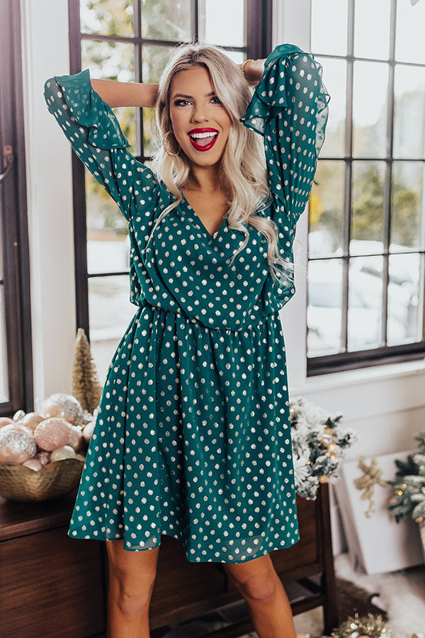 Love This Feeling Polka Dot Dress in Hunter Green Image - 2