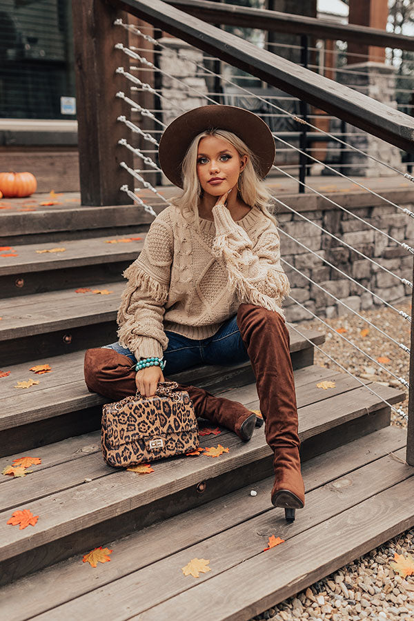 Cozy With You Cable Knit Sweater In Beige