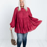 Lovely Rose Shift Top In Wine Curves Image - 1
