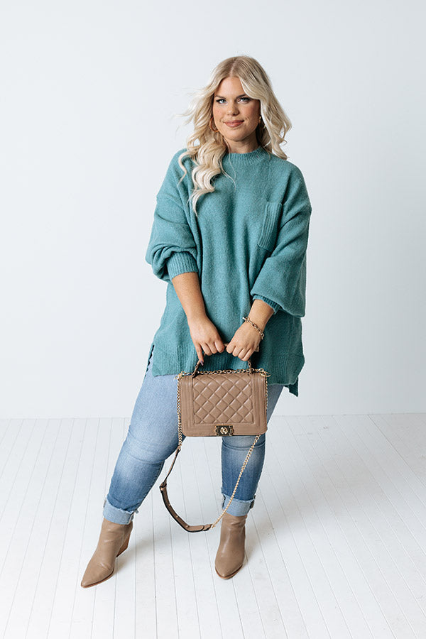 Cocoa Mood Shift Sweater In Turquoise Curves Image - 1