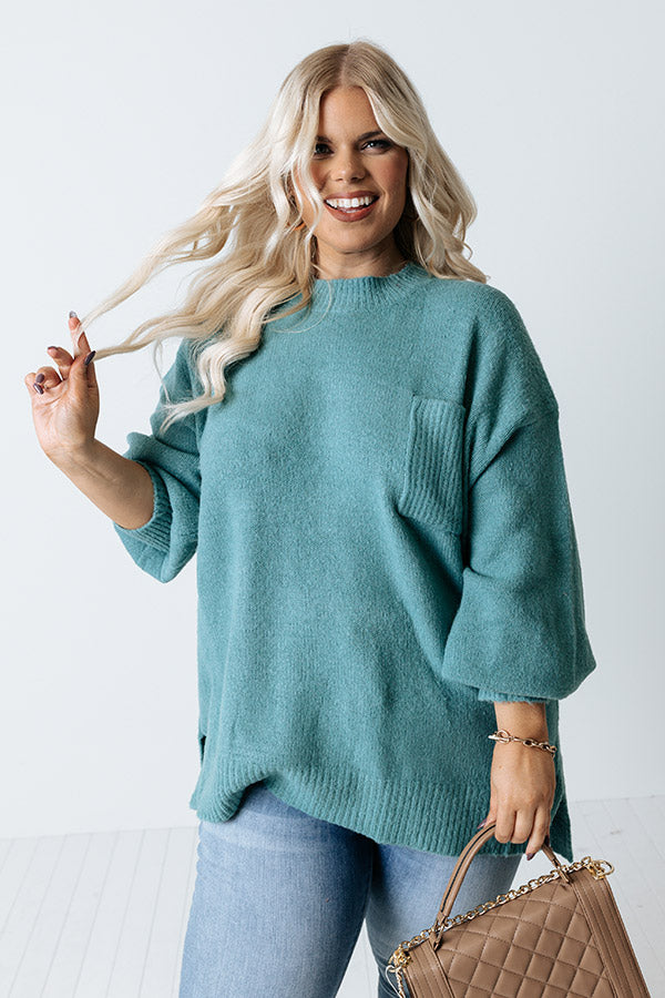 Cocoa Mood Shift Sweater In Turquoise Curves Image - 2