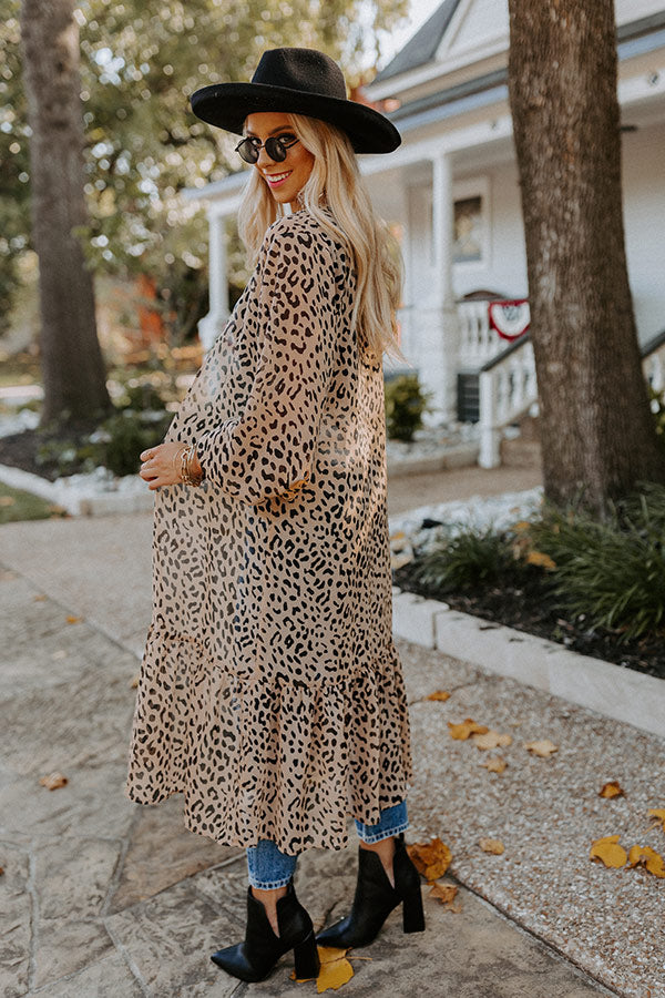 Looking At London Leopard Duster Overly in Warm Taupe Image - 4