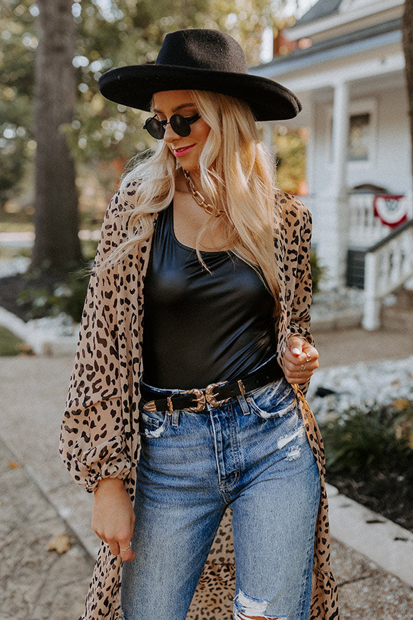 Looking At London Leopard Duster Overly in Warm Taupe Image - 2
