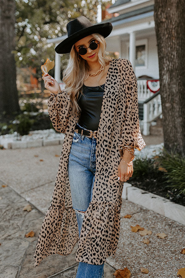 Looking At London Leopard Duster Overly in Warm Taupe Image - 3