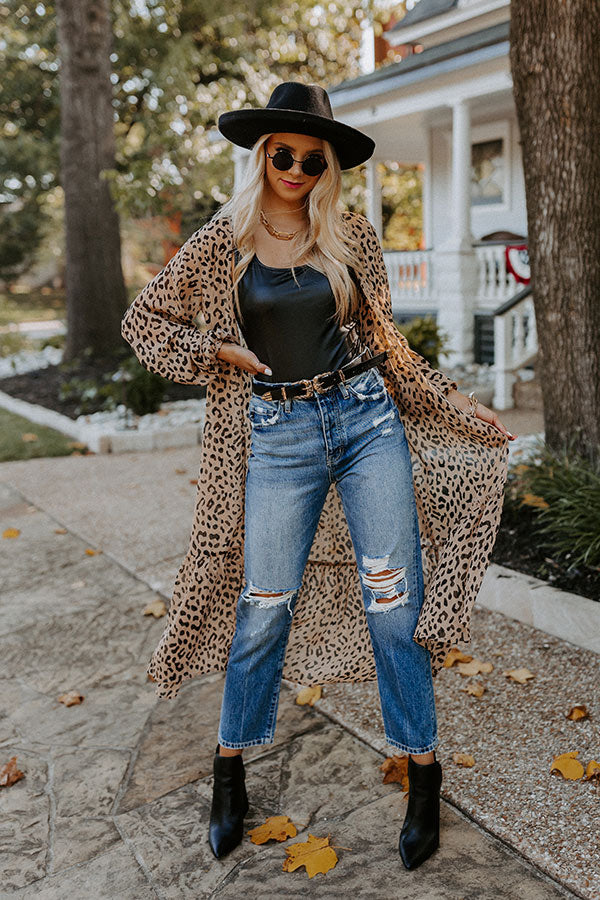 Looking At London Leopard Duster Overly in Warm Taupe Image - 1