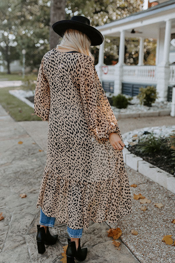 Looking At London Leopard Duster Overly in Warm Taupe Image - 5