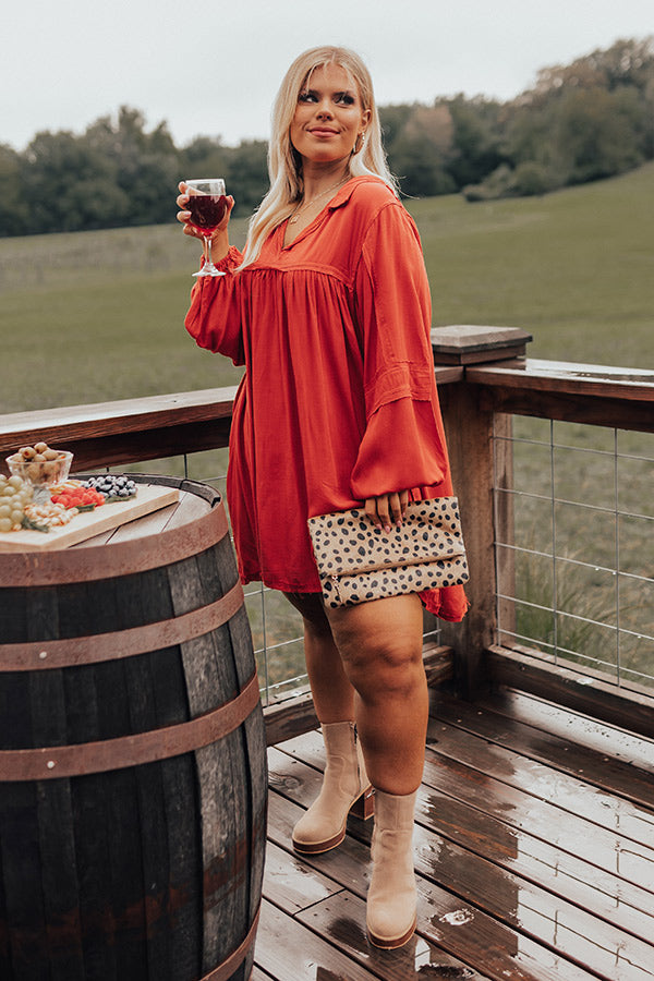 Style Code Babydoll Dress in Rust Curves Image - 1