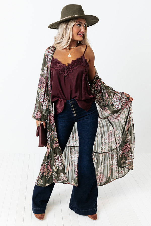 Looking At London Floral Duster Overly in Olive