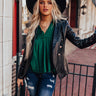 The Bayle Babydoll Shift Top in Hunter Green Image - 1