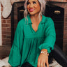 The Bayle Babydoll Shift Top in Emerald Image - 1